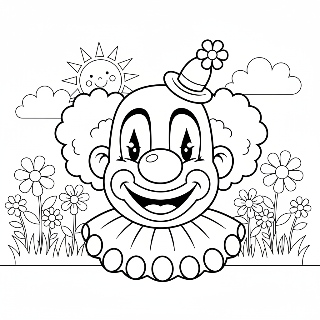 Coloriage tete de clown coloriage 3