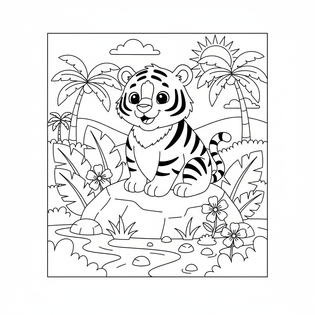 Coloriage tigre coloriage à imprimer 3