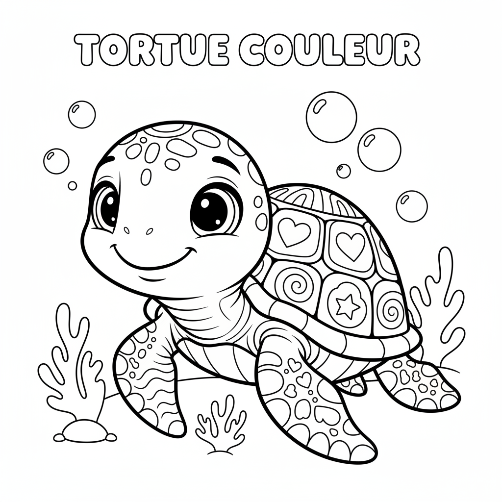 Coloriage tortue coloriage couleur 4